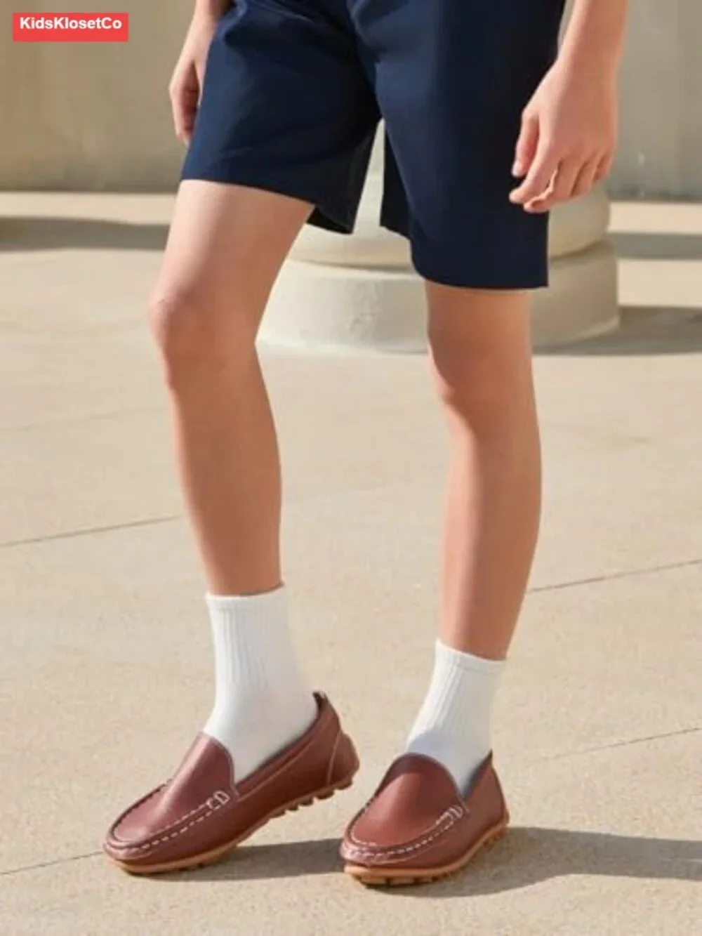 Boys Slip On Loafers Faux Leather Mocc School Walking Shoes